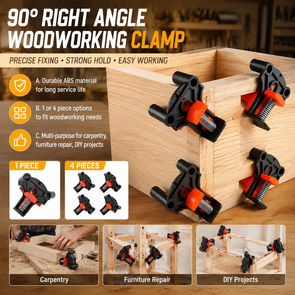 Woodworking Right Angle Clamp - Kit de pinces d'angle à 90